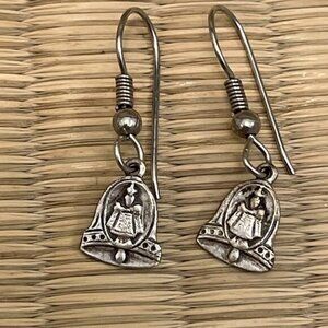 VINTAGE Antique Sterling Silver Religious Charm Earrings